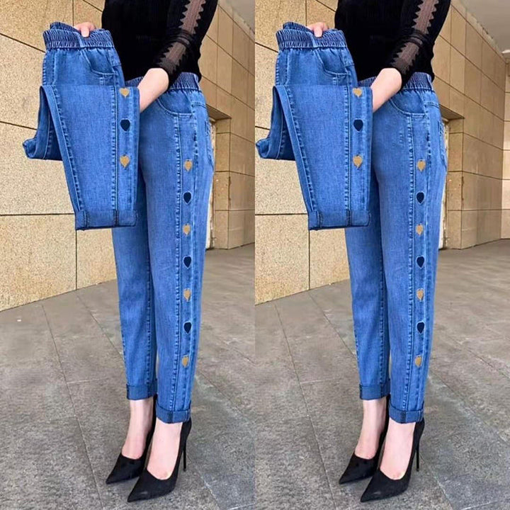 Thalina™ | Highly Elastic Jeans with Heart Motif
