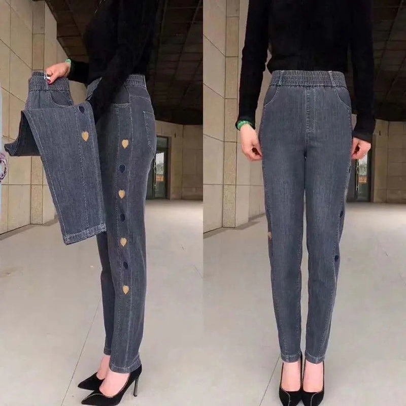 Thalina™ | Highly Elastic Jeans with Heart Motif