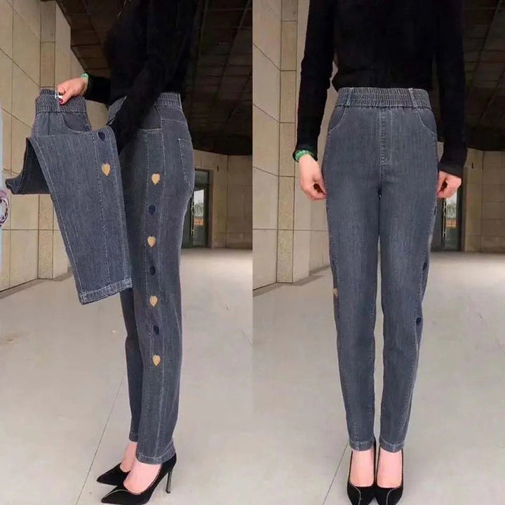 Thalina™ | Highly Elastic Jeans with Heart Motif