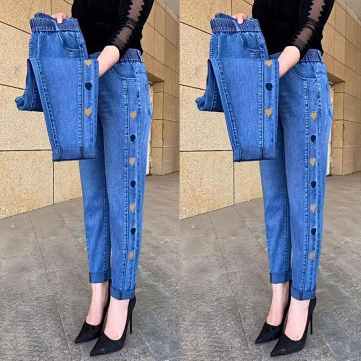 Thalina™ | Highly Elastic Jeans with Heart Motif